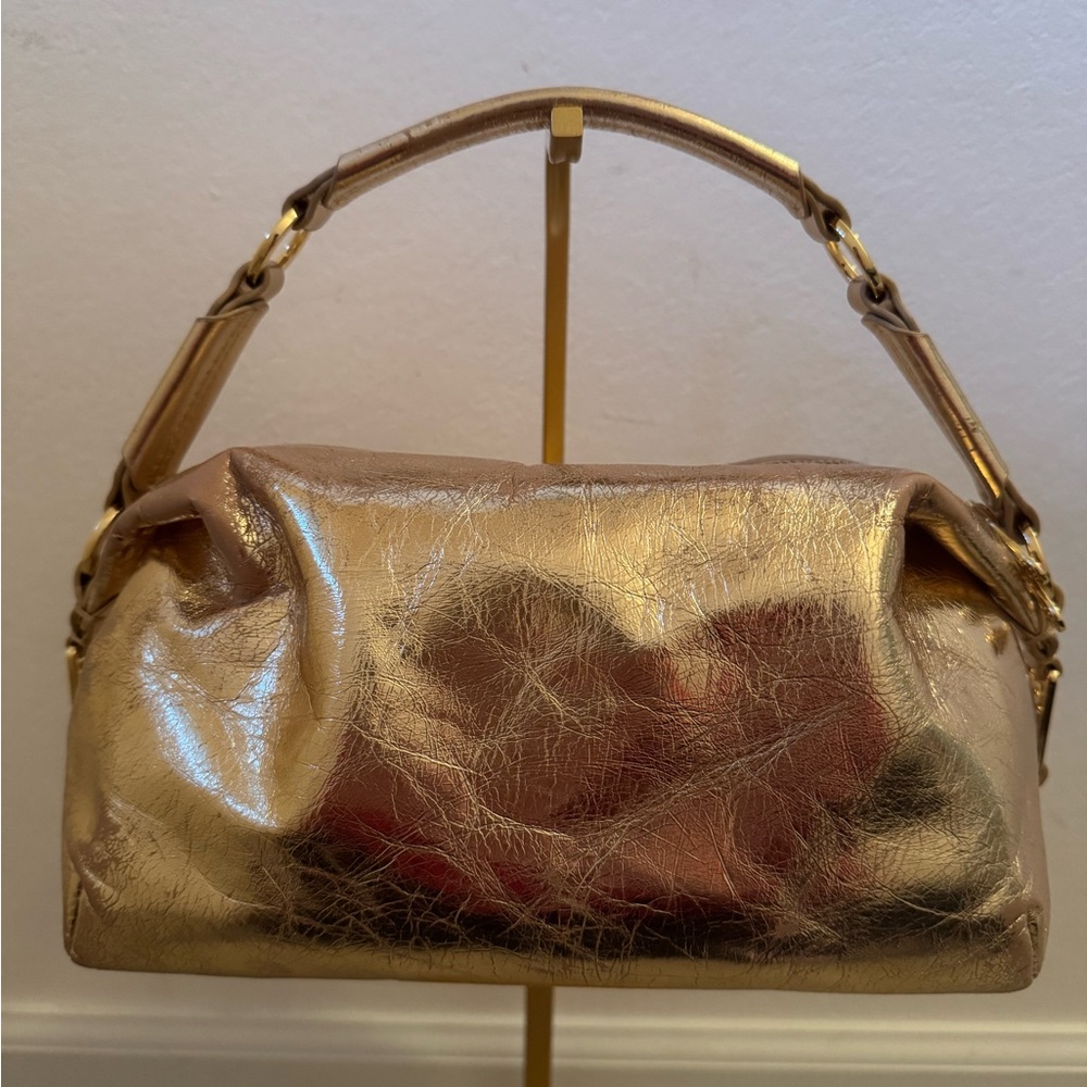 Sandro Gold Clutch with Handle